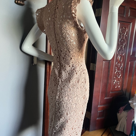 Zara Dress, nude lace sheath with flutter sleeve & neck sz XS - Picture 5 of 10
